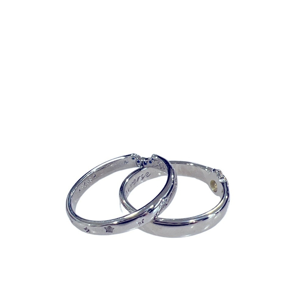 Sterling Silver Sun and CZ Moon 2pc Ring Set Size6 US - Picture 5 of 5